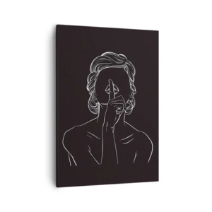 Obraz na płótnie - Minimalistyczna linia przedstawiająca postać na czarnym tle - 50x70cm - Piękno rozkwita w ciszy - Nowoczesna dekoracja ścienna do salonu, kuchni i sypialni ARTTOR