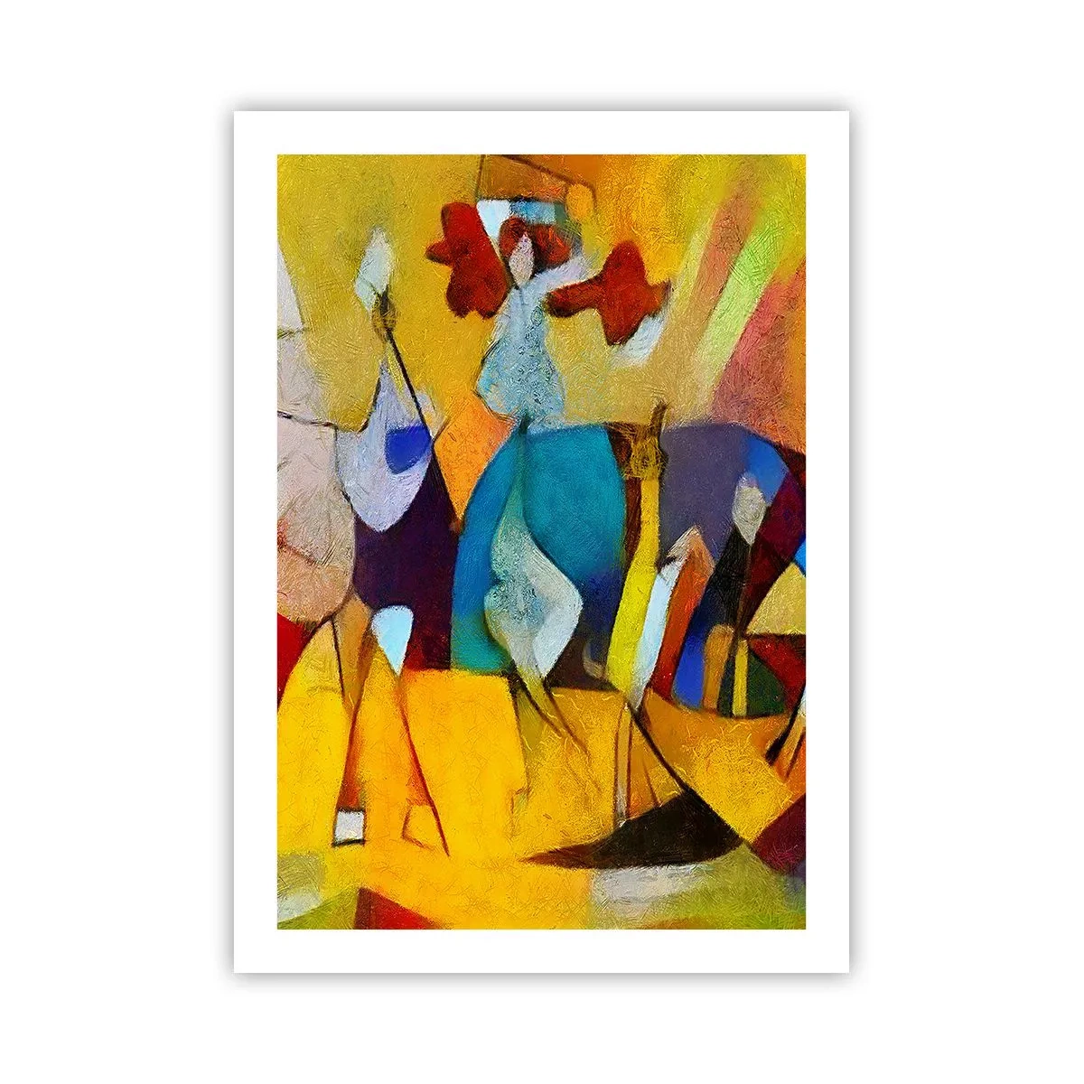Plakat - Kolorowe postacie w abstrakcyjnym stylu - 50x70cm - Słońce - życie - radość - Nowoczesna dekoracja ścienna do salonu, kuchni i sypialni ARTTOR