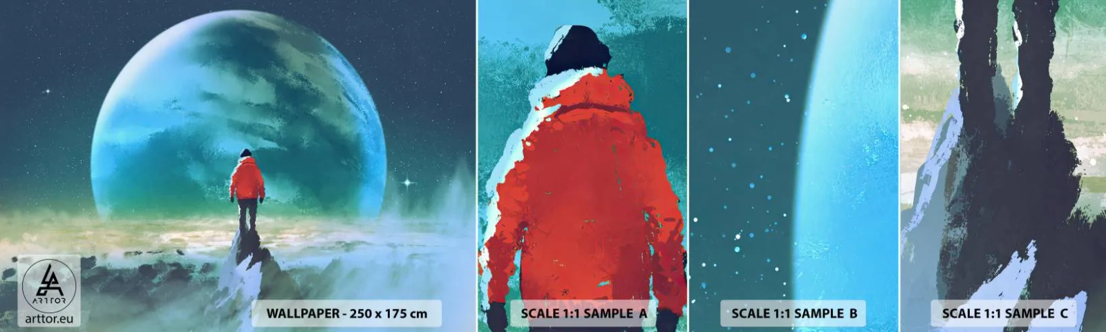 Fototapeta Próbka Samoprzylepna Deluxe Sticker - Odkrywca nowej ziemi - Abstrakcja, Fantasy, Planeta Ziemia - 100x30 cm