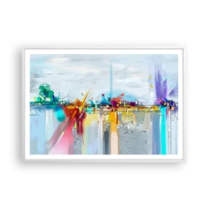 Plakat w białej ramie - Most radości nad rzeką życia - 100x70 cm
