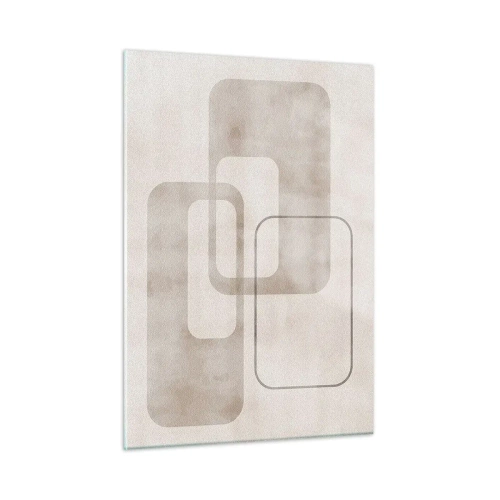 Obraz na szkle - Minimalistyczne beżowe prostokąty na jasnym tle - 50x70cm - Geometryczna fuga - Nowoczesna dekoracja ścienna do salonu, kuchni i sypialni ARTTOR