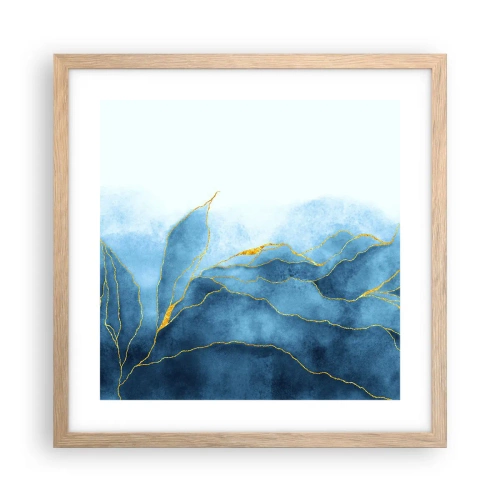 Plakat w ramie jasny dąb - Błękit w złocie - 40x40 cm