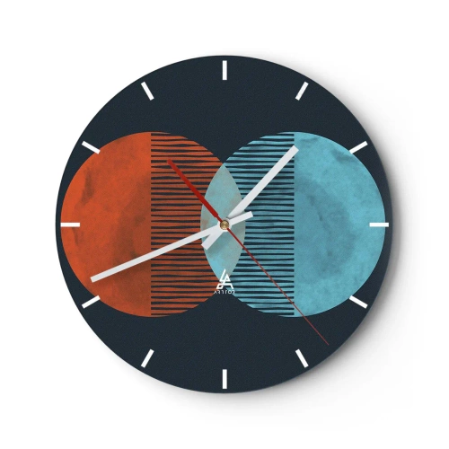 Zegar ścienny - Zbliżenie na złote liście palmowe tworzące geometryczny wzór - 30x30cm - Astronomiczna fantazja - Nowoczesna dekoracja ścienna do salonu, kuchni i sypialni ARTTOR