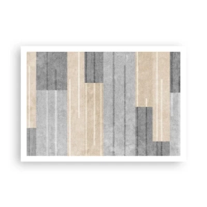 Plakat - Geometryczna kompozycja w odcieniach szarości i beżu - 100x70cm - Kompozycja: trzymać pion - Nowoczesna dekoracja ścienna do salonu i sypialni ARTTOR
