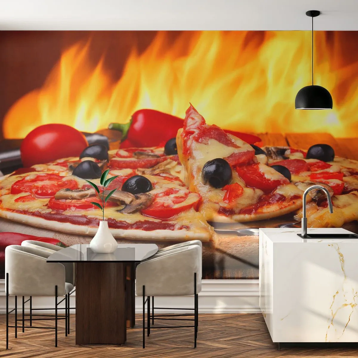 Fototapeta Premium Canvas - From Italy with love - Gastronomia, Pizza, Włochy - 250x175 cm