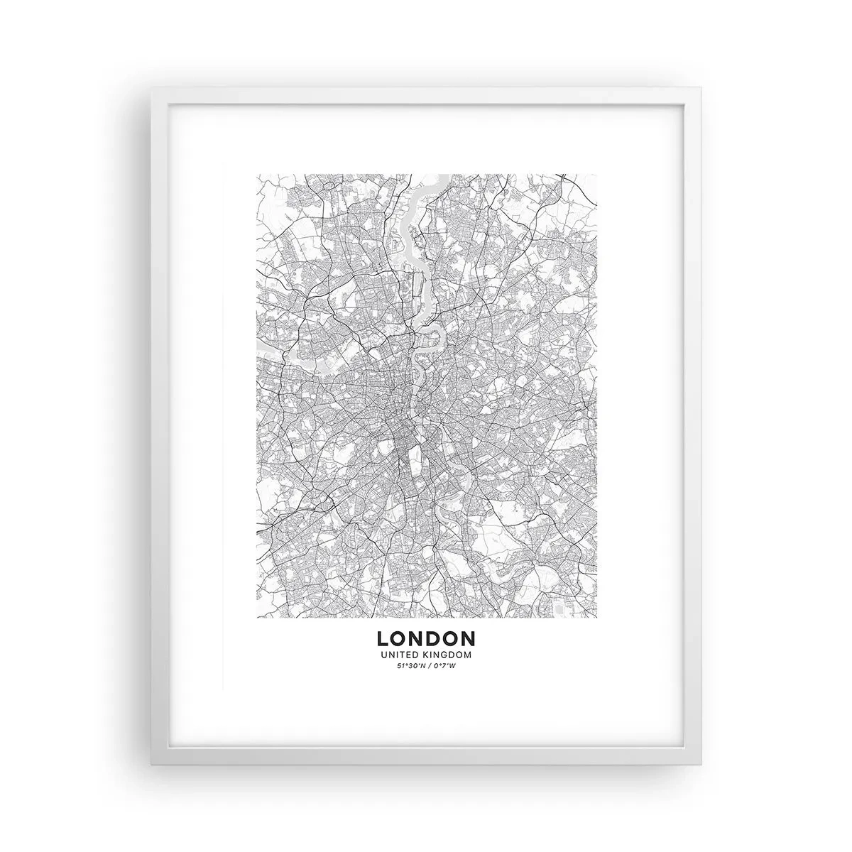 Plakat w białej ramie - Mapa londyńskiego labiryntu - 40x50 cm