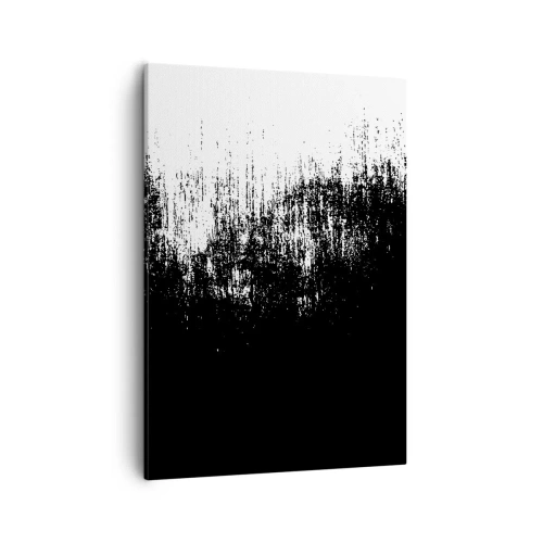 Obraz na płótnie - Abstrakcyjny kontrast czerni i bieli w formie rozmytych pociągnięć - 50x70cm - I zwycięzcą jest… - Nowoczesna dekoracja ścienna do salonu, kuchni i sypialni ARTTOR