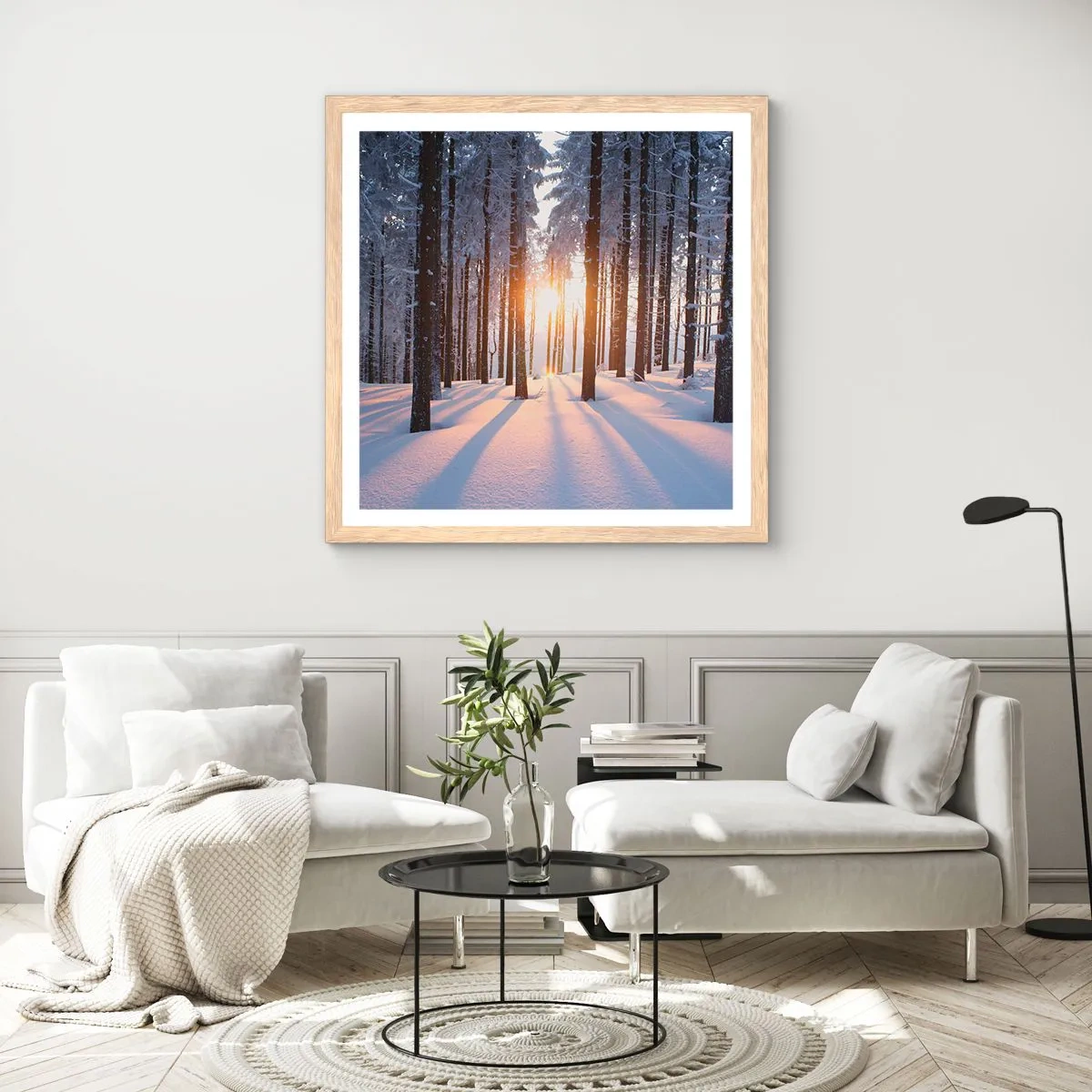 Plakat w ramie jasny dąb - Wyraźnie czarno na białym - 40x40 cm