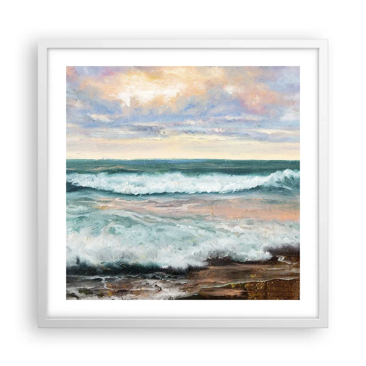 Plakat w białej ramie - Tutaj wygładzisz duszę - 50x50 cm