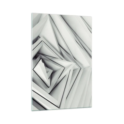 Obraz na szkle - Abstrakcyjna kompozycja geometrycznych kształtów w odcieniach szarości - 70x100cm - Ostrych kątów pąkowie - Nowoczesna dekoracja ścienna do salonu i sypialni ARTTOR