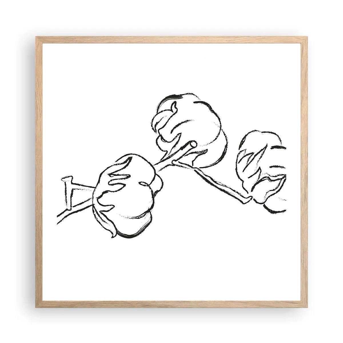 Plakat w ramie jasny dąb - Bawełniany puch - 60x60 cm