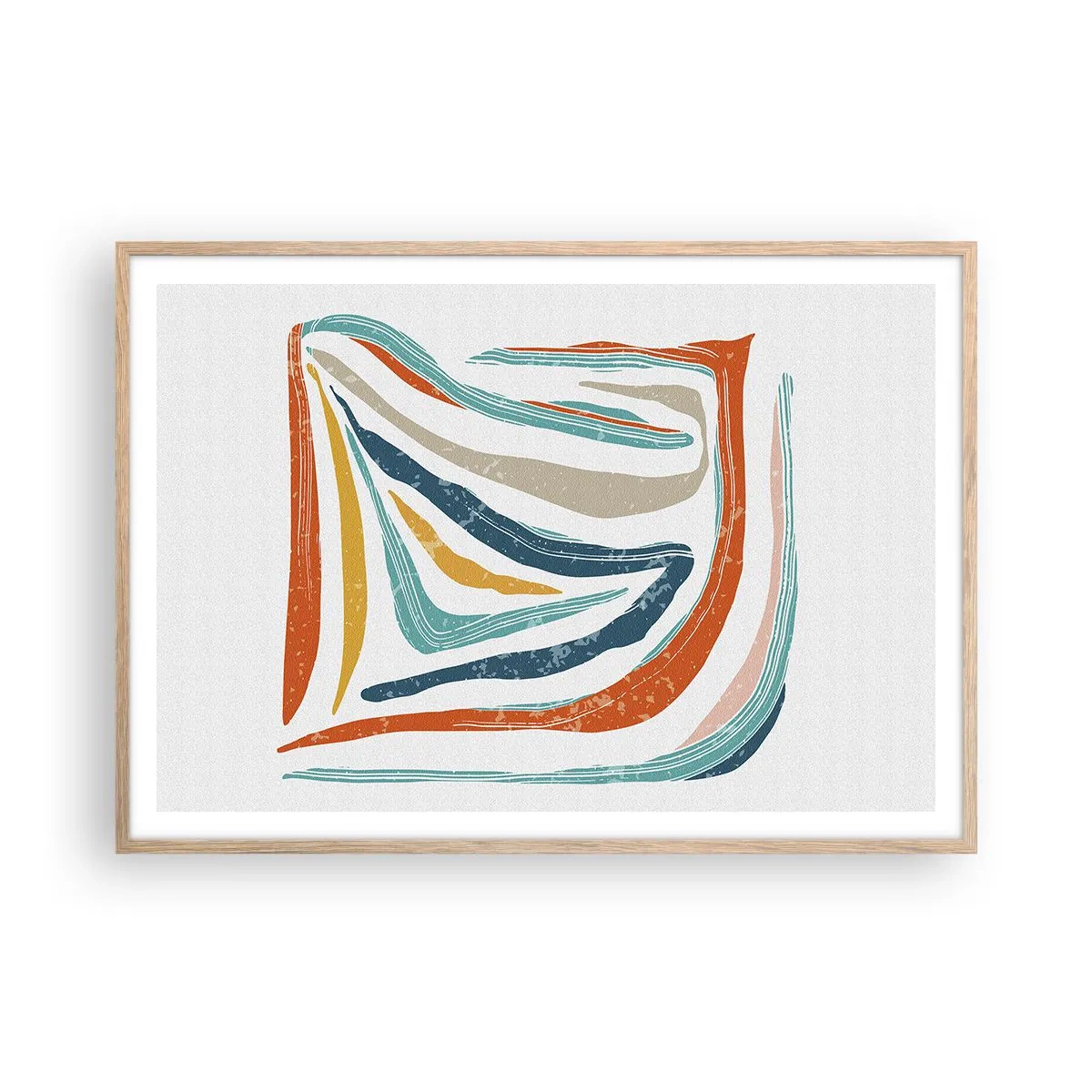 Plakat w ramie jasny dąb - Abstrakcja przyjaźnie uśmiechnięta - 100x70 cm