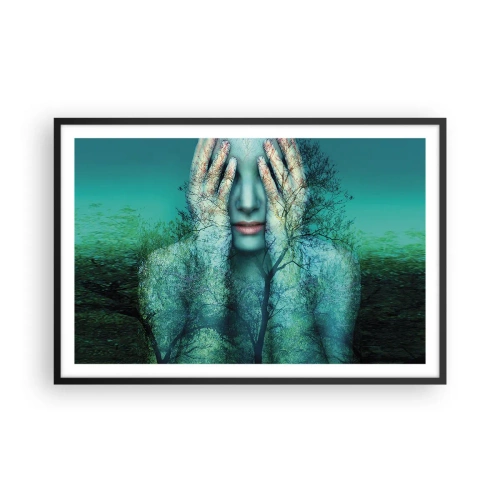 Plakat w czarnej ramie - Zanurzona w błękicie - 91x61 cm