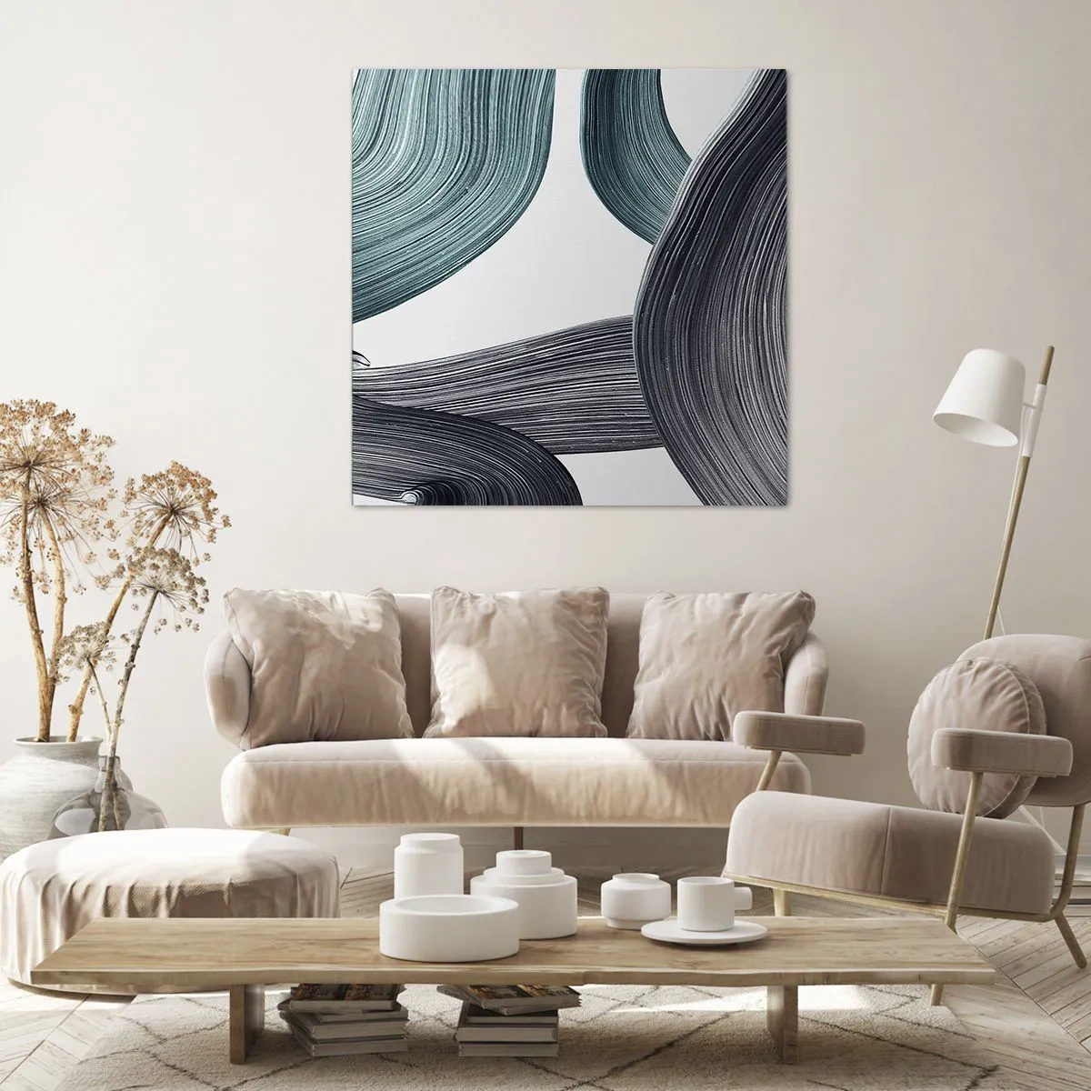 Obraz na płótnie - Szmaragdowe i czarne szlaki - 40x40 cm