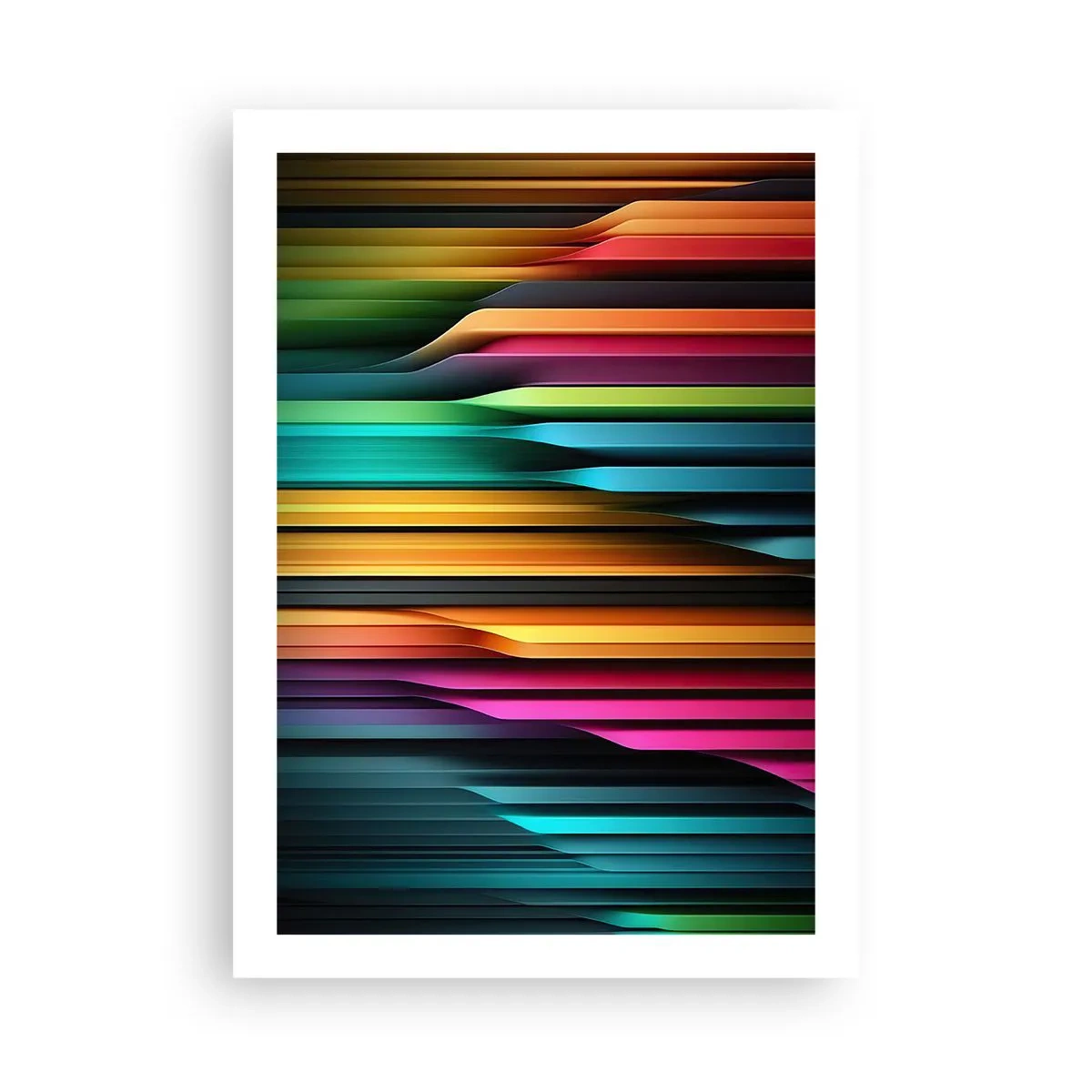 Plakat - Kolorowe pasy w futurystycznym stylu - 50x70cm - Świetlne organy - Nowoczesna dekoracja ścienna do salonu, kuchni i sypialni ARTTOR