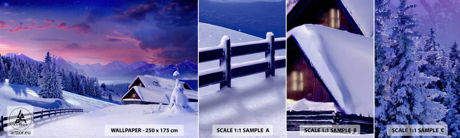 Fototapeta Próbka Samoprzylepna Deluxe Sticker - Cicha noc - Krajobraz, Zima, Alpy - 100x30 cm