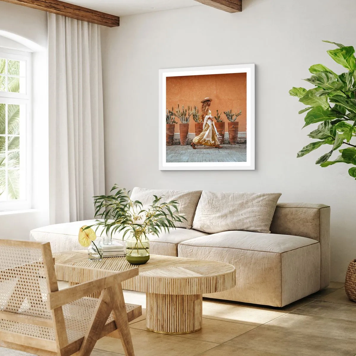 Plakat w białej ramie - W stylu hippie - 60x60 cm