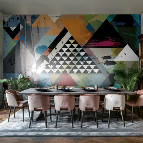 Fototapeta Premium Sand - Abstrakcyjna kompozycja geometryczna z trójkątami - 100x70cm - Jakie to proste - Nowoczesna dekoracja ścienna do salonu, kuchni i sypialni ARTTOR