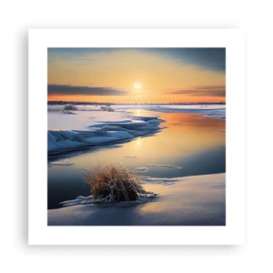 Plakat - Zimowy zachód słońca - 40x40 cm