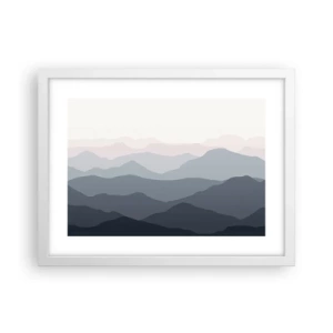 Plakat w białej ramie - Fale gór - 40x30 cm