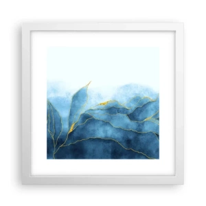 Plakat w białej ramie - Błękit w złocie - 30x30 cm