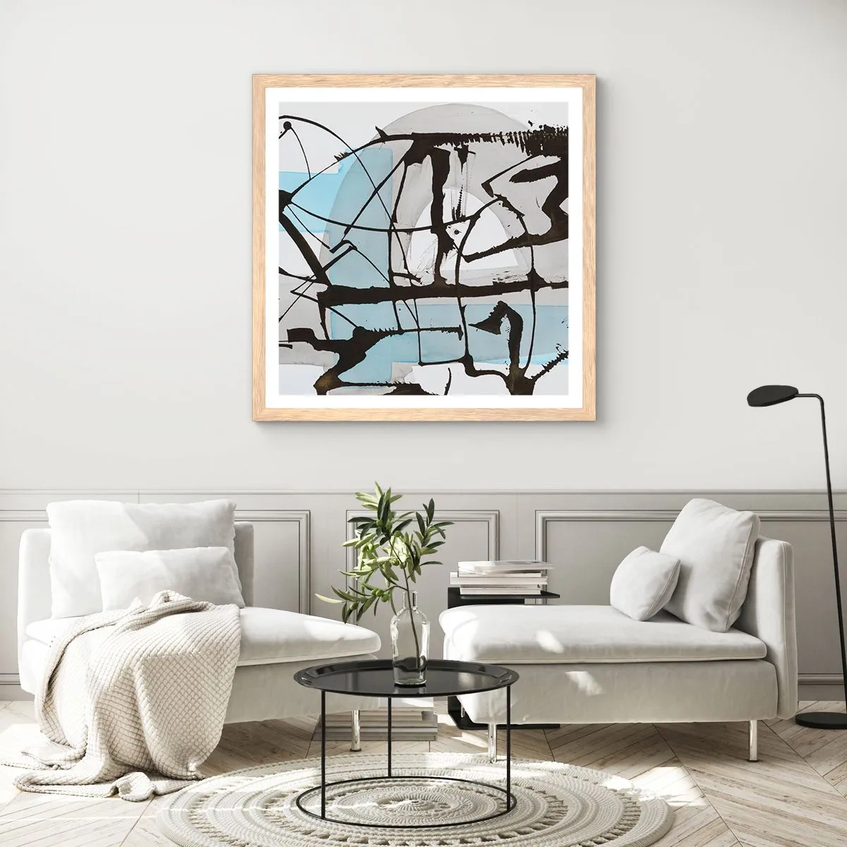 Plakat w ramie jasny dąb - Mimo wszystko błękitny - 40x40 cm