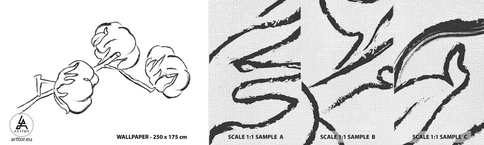 Fototapeta Próbka Premium Canvas - Bawełniany puch - Bawełna, Minimalizm, Kontur - 100x30 cm