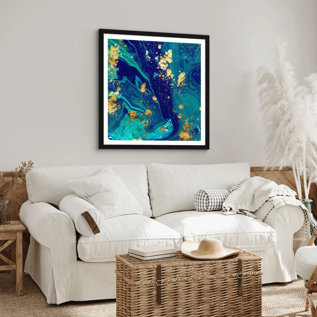 Plakat w czarnej ramie - Płatki słońca  - 30x30 cm