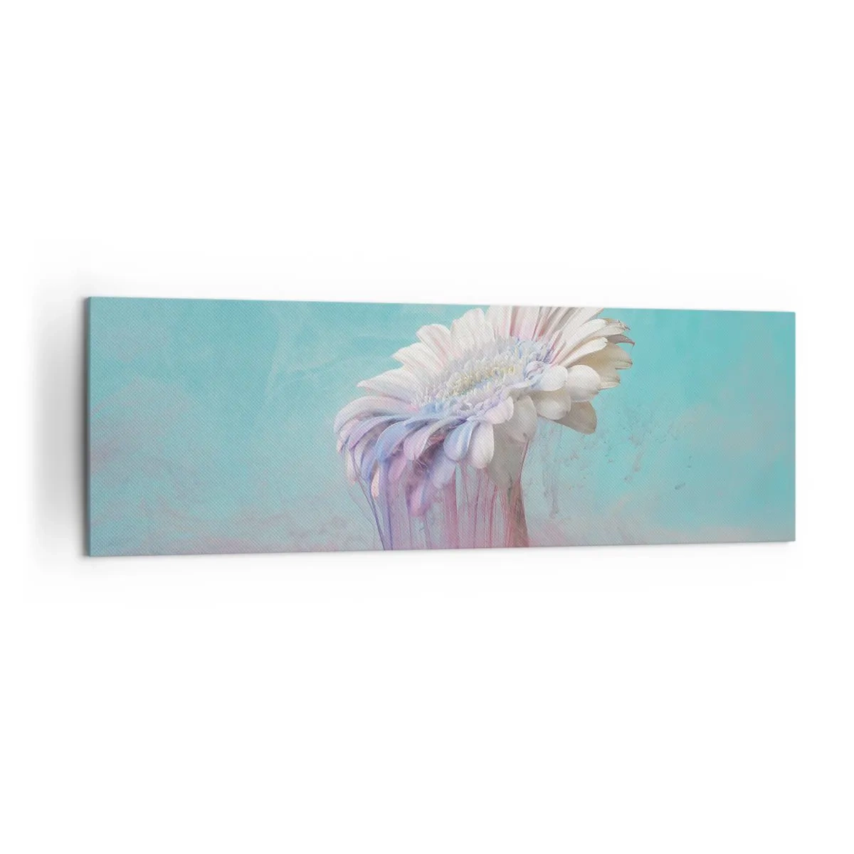 Obraz na płótnie - Pastelowa gerbera z efektem rozmycia - 160x50cm - Zaświaty kwiatów - Nowoczesna dekoracja ścienna do salonu i sypialni ARTTOR