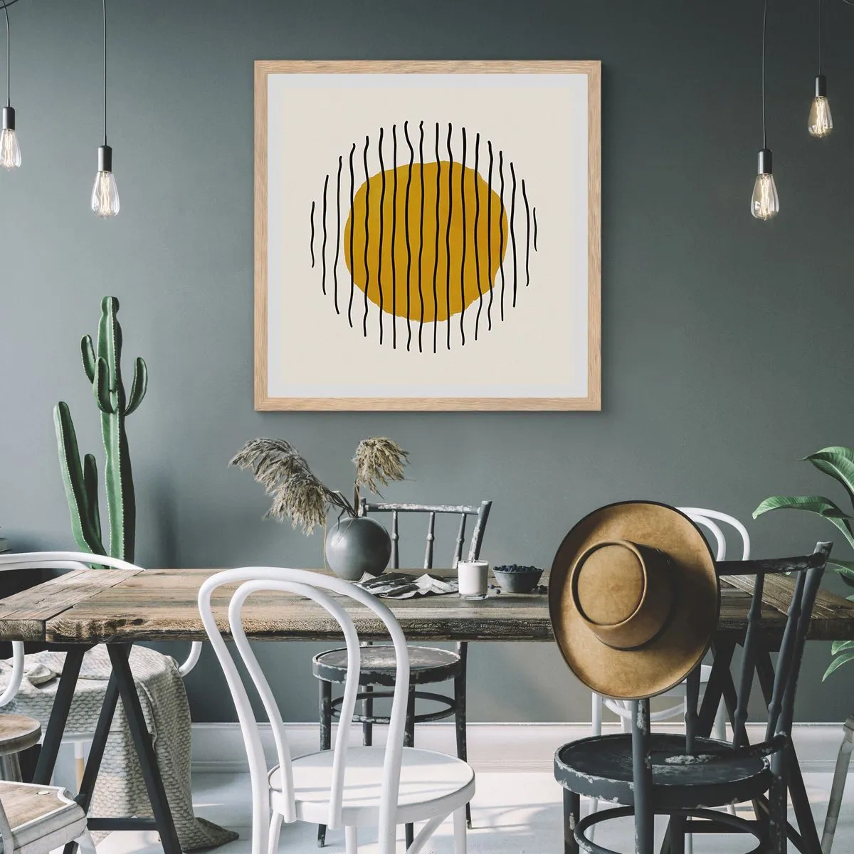 Plakat w ramie jasny dąb - Abstrakcja drżąca od żaru - 30x30 cm