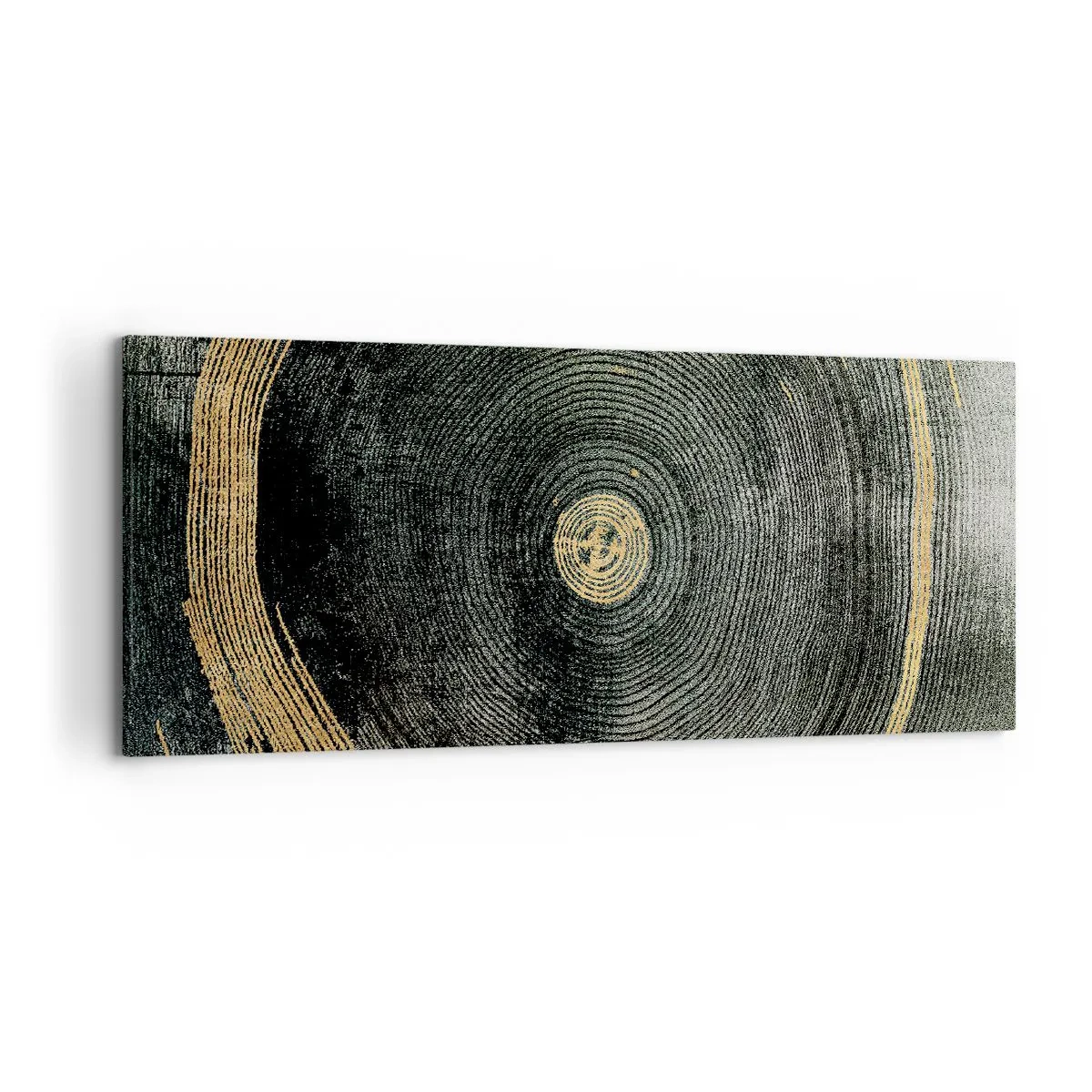 Obraz na płótnie - Koncentryczne kręgi z akcentami złota - 120x50cm - Zmiana i trwanie - Nowoczesna dekoracja ścienna do salonu i sypialni ARTTOR