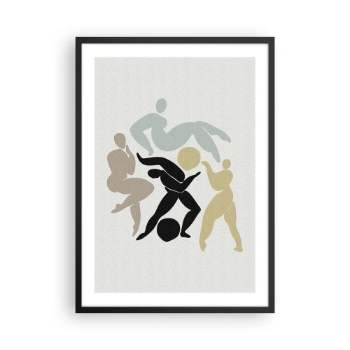 Plakat w czarnej ramie - Abstrakcyjne sylwetki postaci w dynamicznym ruchu - 50x70cm - Ruch dla zdrowia i dla urody - Nowoczesna dekoracja ścienna do salonu i sypialni ARTTOR