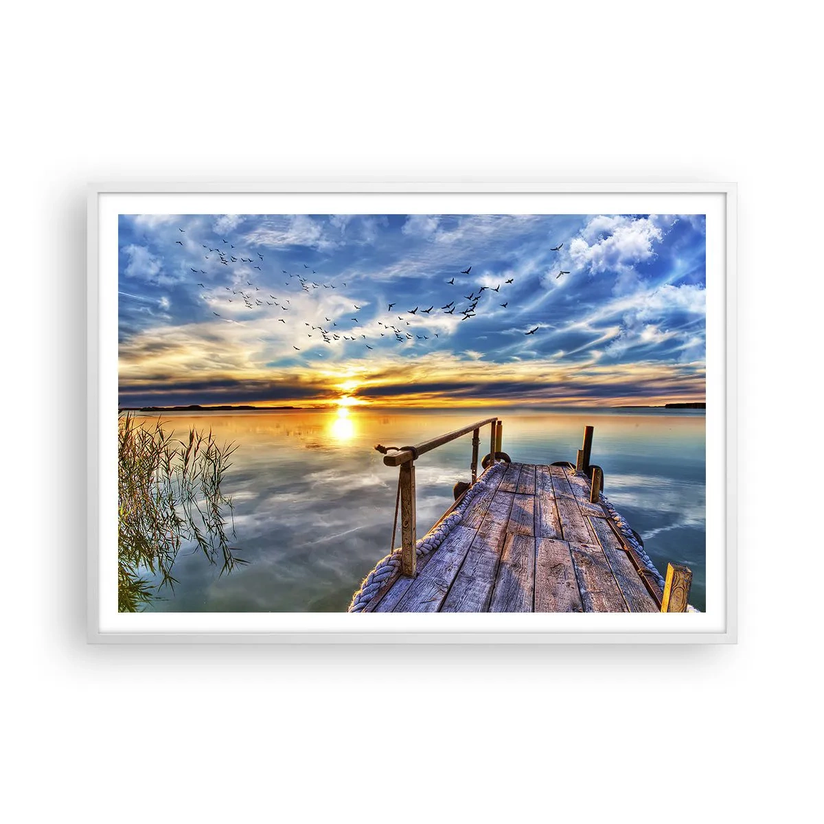 Plakat w białej ramie - Wiatr idzie na spoczynek - 100x70 cm