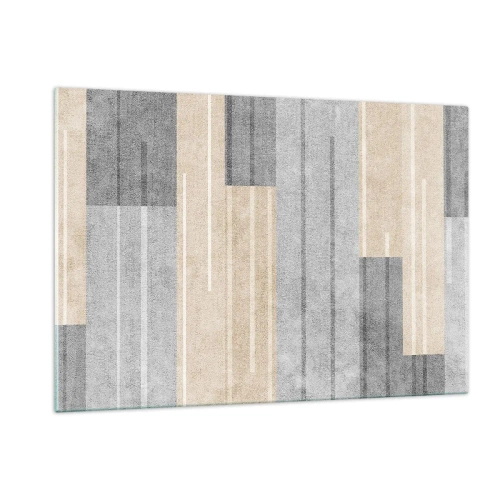 Obraz na szkle - Geometryczne pasy w odcieniach szarości i beżu - 120x80cm - Kompozycja: trzymać pion - Nowoczesna dekoracja ścienna do salonu, kuchni i sypialni ARTTOR