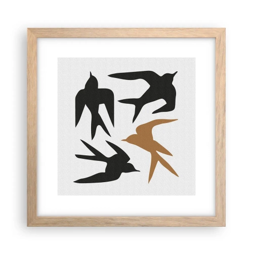 Plakat w ramie jasny dąb - Jaskółcze zabawy - 30x30 cm