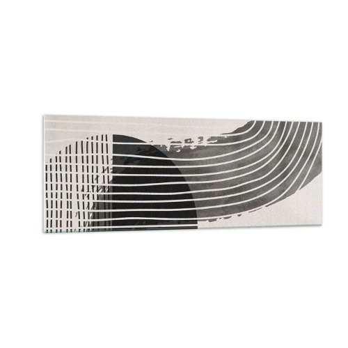Obraz na szkle - Abstrakcyjny wzór z liniami i geometrycznymi kształtami - 140x50cm - Tam i z powrotem - Nowoczesna dekoracja ścienna do salonu i sypialni ARTTOR