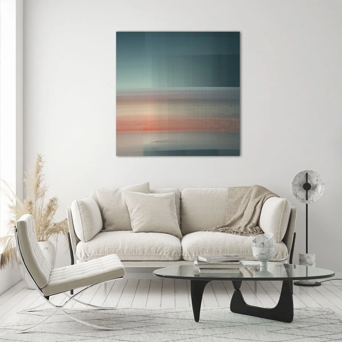 Obraz na szkle - Abstrakcja: fale światła - 40x40 cm