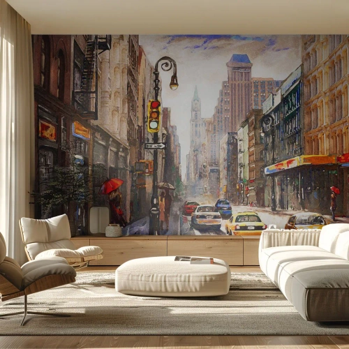 Fototapeta Premium Sand - Nowy Jork – w deszczu tez kolorowy - Nowy Jork, Miasto, Manhattan - 150x105 cm