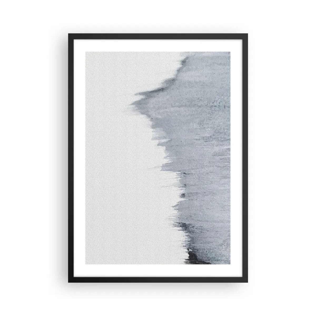 Plakat w czarnej ramie - Abstrakcyjna kompozycja w odcieniach szarości z dynamicznymi pociągnięciami pędzla - 50x70cm - Tajemniczy zapis - Nowoczesna dekoracja ścienna do salonu i sypialni ARTTOR
