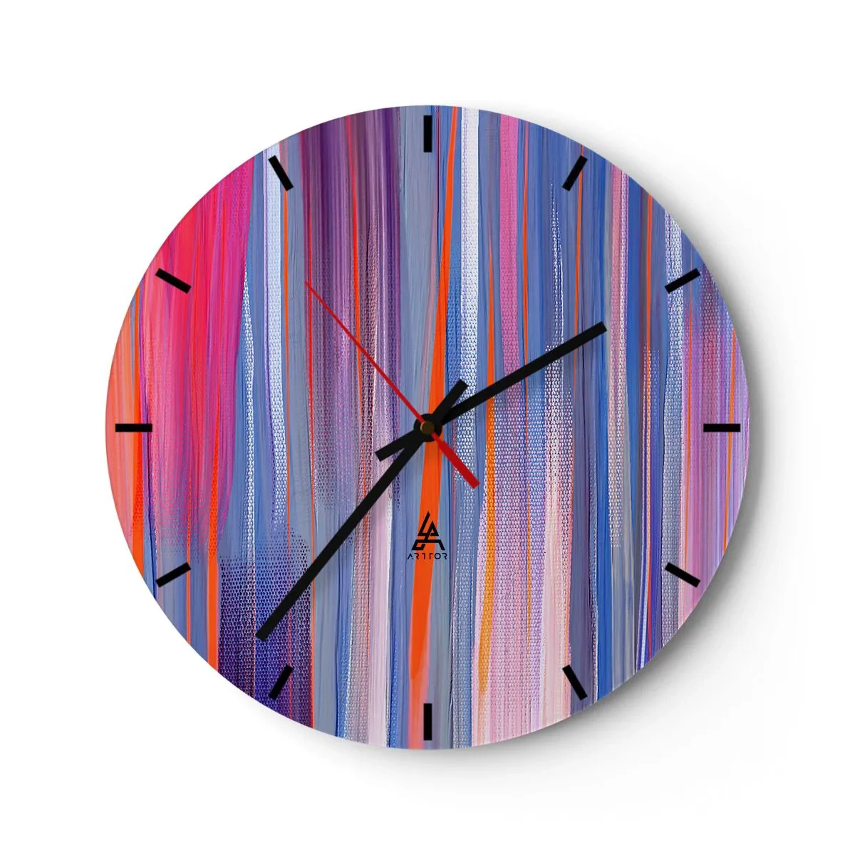 Zegar ścienny - Wielobarwne pionowe pociągnięcia pędzla w stylu abstrakcji - 30x30cm - Wtęczowstąpienie - Nowoczesna dekoracja ścienna do salonu, kuchni i sypialni ARTTOR