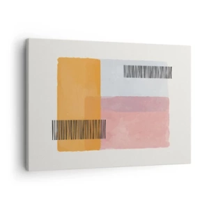 Obraz na płótnie - Geometria w pastelowych kolorach z liniami na jasnym tle - 70x50cm - Z kąta w kąt - Nowoczesna dekoracja ścienna do salonu i sypialni ARTTOR