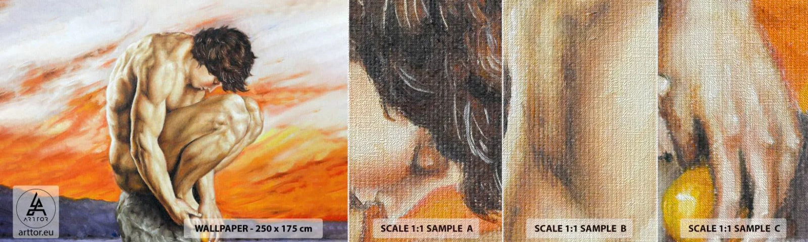 Fototapeta Próbka Premium Canvas - Zatopiony w sobie - Ciało, Mężczyzna, Posąg - 100x30 cm