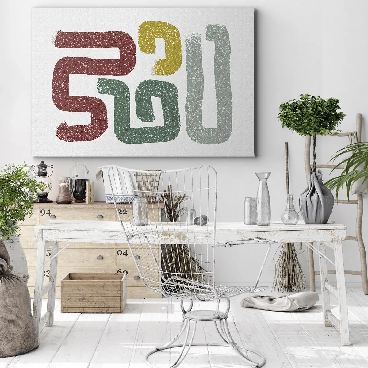 Obraz na płótnie - Kolorowe geometryczne wzory w stylu abstrakcyjnym - 70x50cm - W nieznanym języku - Nowoczesna dekoracja ścienna do salonu i sypialni ARTTOR