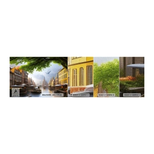 Fototapeta Próbka Premium Canvas - Niderlandzki pejzaż miejski - Stare Miasto, Łodzie, Kanał - 100x30 cm