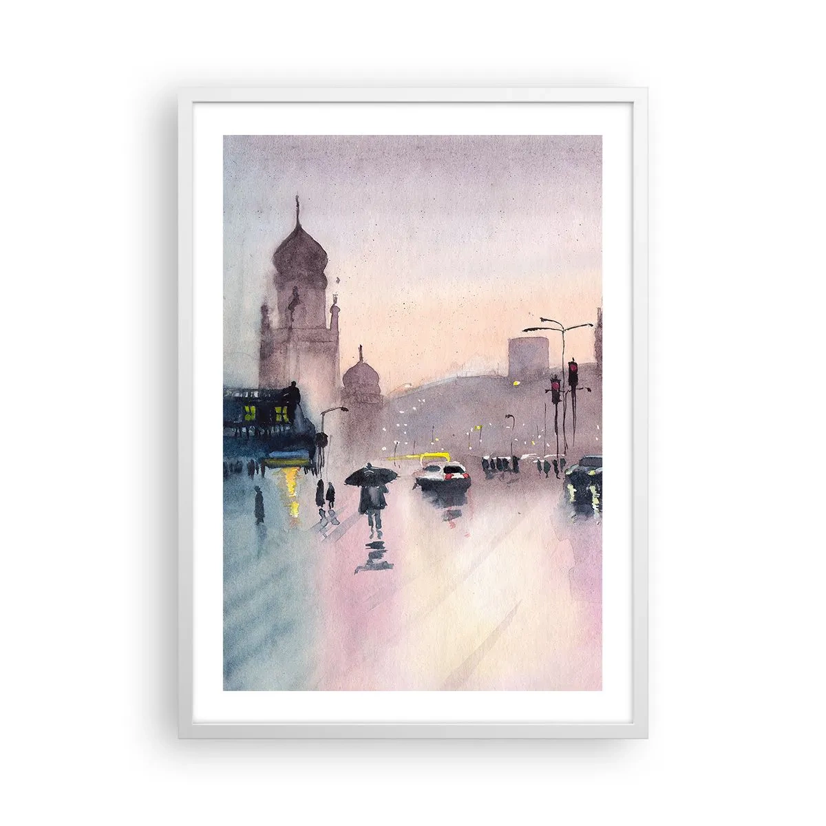 Plakat w białej ramie - W deszczowej mgiełce - 50x70 cm