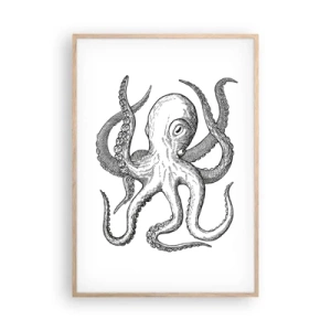 Plakat w ramie jasny dąb - Tańcząca z falami - 70x100 cm