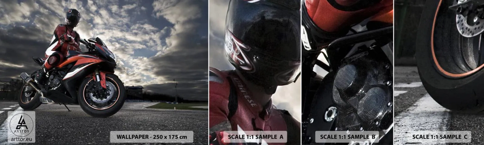 Fototapeta Próbka Standard Eco - Mroczny jeździec - Motoryzacja, Motocykl, Wyścig - 100x30 cm