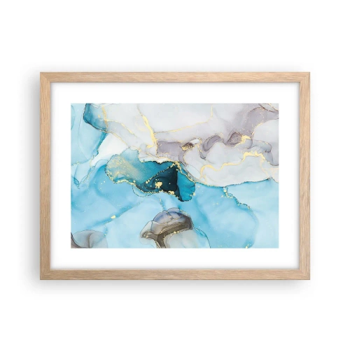 Plakat w ramie jasny dąb - Studium spotkania szarości z turkusem - 40x30 cm