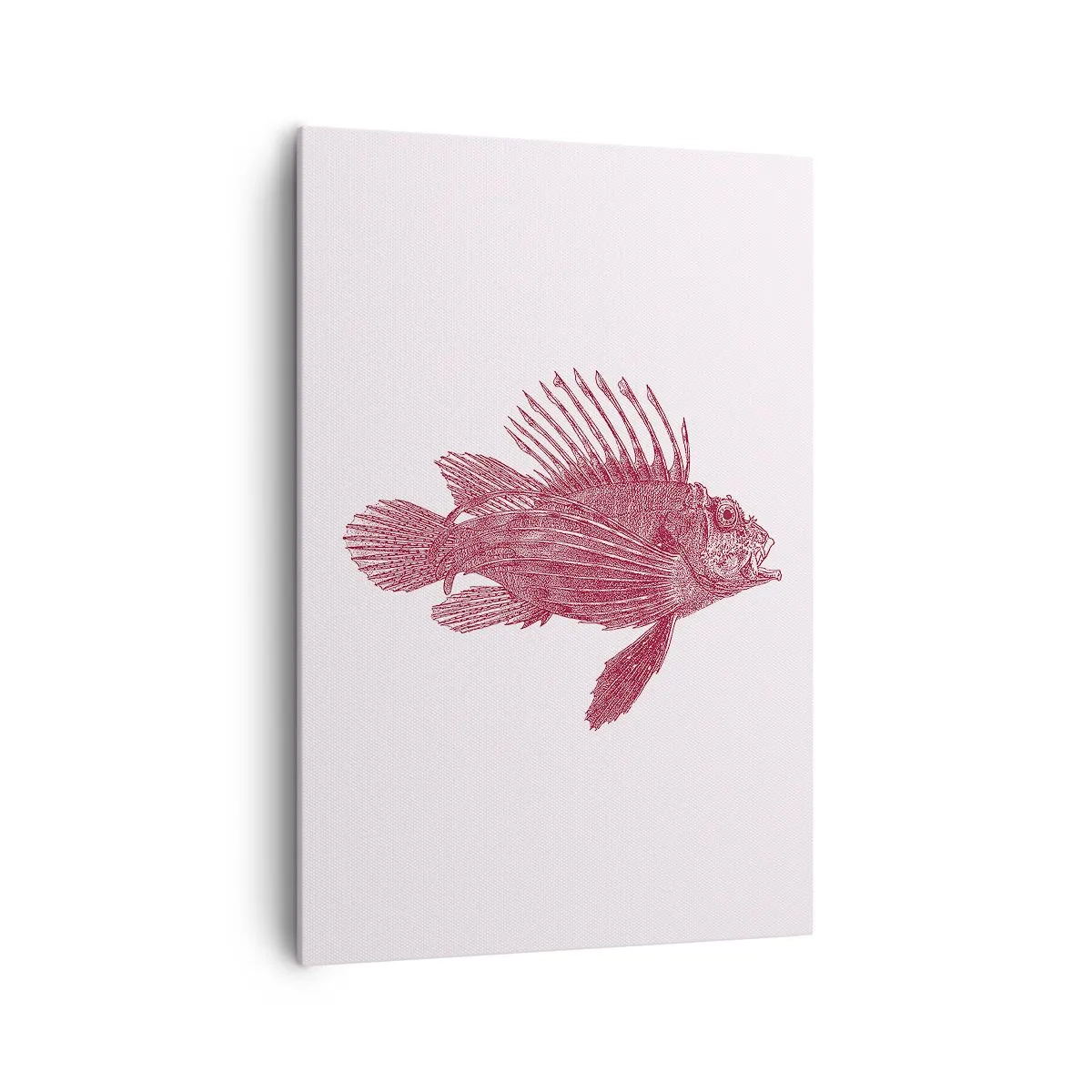 Obraz na płótnie - Rysunek ryby w czerwonym odcieniu - 70x100cm - Mieszkanka egzotycznych wód - Nowoczesna dekoracja ścienna do salonu i sypialni ARTTOR