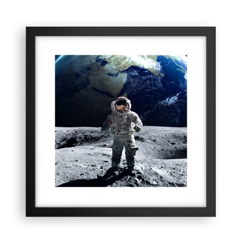 Plakat w czarnej ramie - Pozdrowienia z Księżyca - 30x30 cm